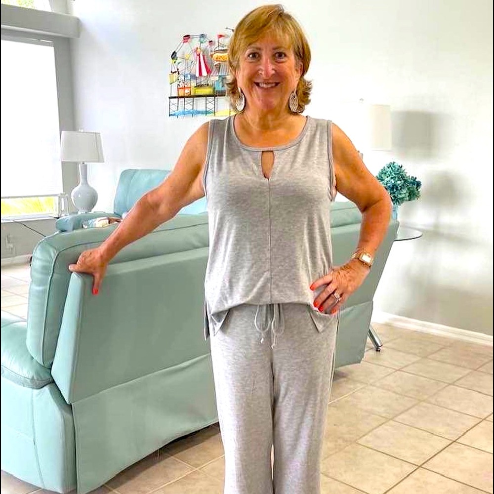 CAbi Light Gray Sleeveless Cropped Jumpsuit - Picture 2 of 3
